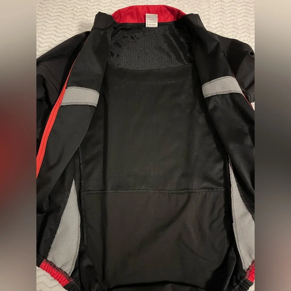 Wosawe Black Red Cycling Long Sleeve Zipper Closure Pocket Reflective Jacket L